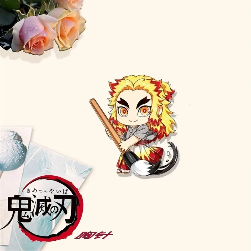 Broche de dibujos animados Demon Slayer, figuras de acción de Anime Kamado Tanjirou Nezuko Q, ropa figural, mochila, decoración, regalo para niños