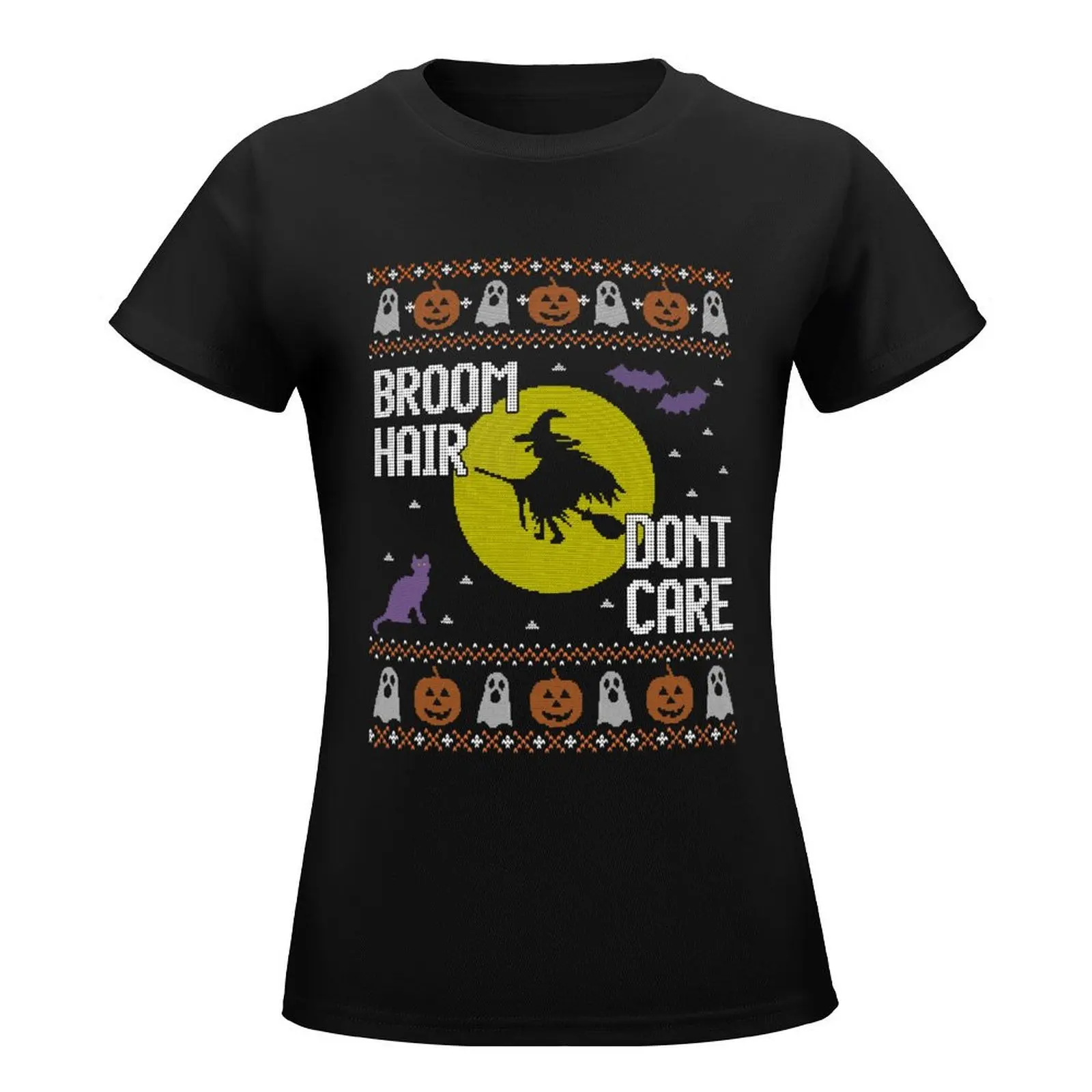 Ugly Halloween Sweater, Witch Broom Hair T-Shirt korean fashion summer tops clothes for Women