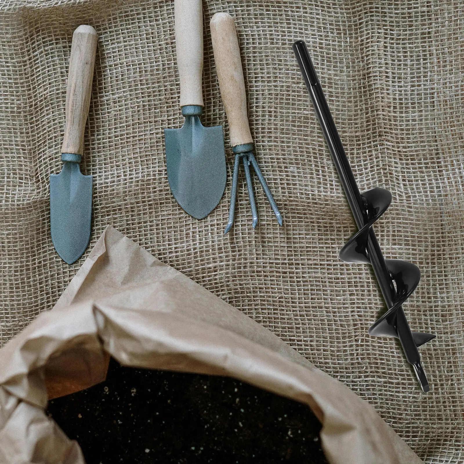 Garden Auger Drill Bit for Planting Spiral Hole Digger Hex Drive for Sand Wet Dry Soil Lightweight