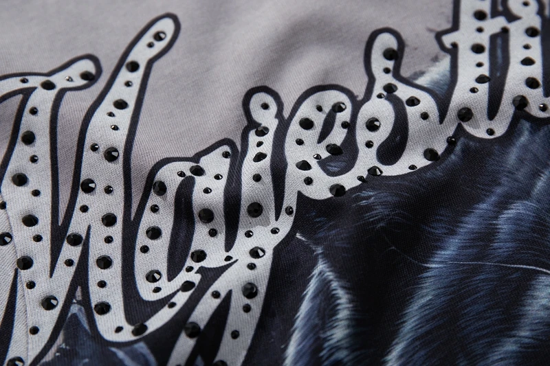 Panther-Schädel Tierdruck T-Shirt für Herren Vintage Gewaschenes Strass-Oberteil Übergroßes T-Shirt Streetwear Baumwolle Rundhals-Kleidung Sommer – Detail 10