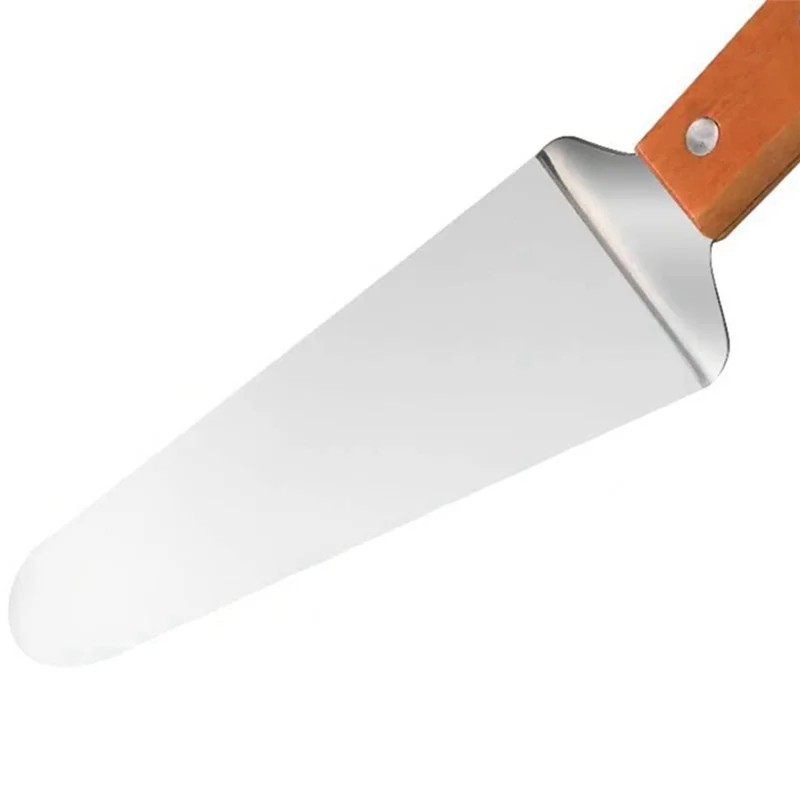 CHCH 10Pcs Pie Server Cake Support Transmission Triangle Shovel Spatula Wooden Handle Shovel Stainless Steel For Pizza