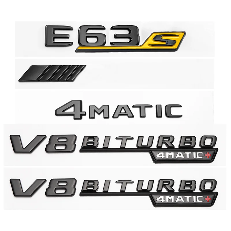 3D Glossy Black Letters E43 E53 E63 E63S V8 Biturbo 4matic ABS Emblem per Mercedes Benz AMG Car Fender Trunk W212 W213 Sticker