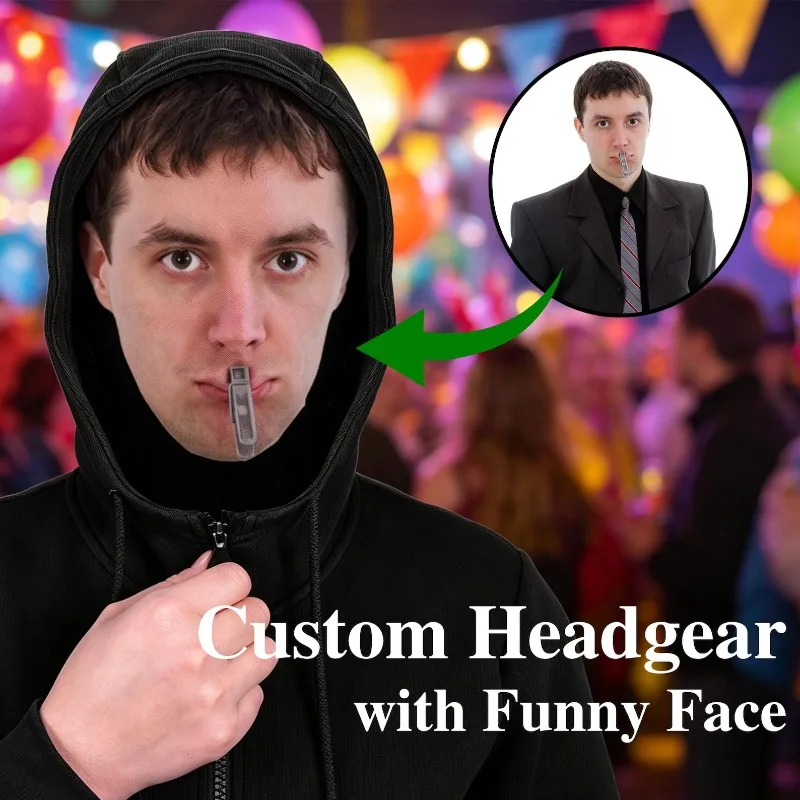 2pcs Custom 3D Portrait Balaclava,  Photo Breathable Headgear, Realistic Face Cover, Cosplay Prop for Party Birthday Prank Gifts