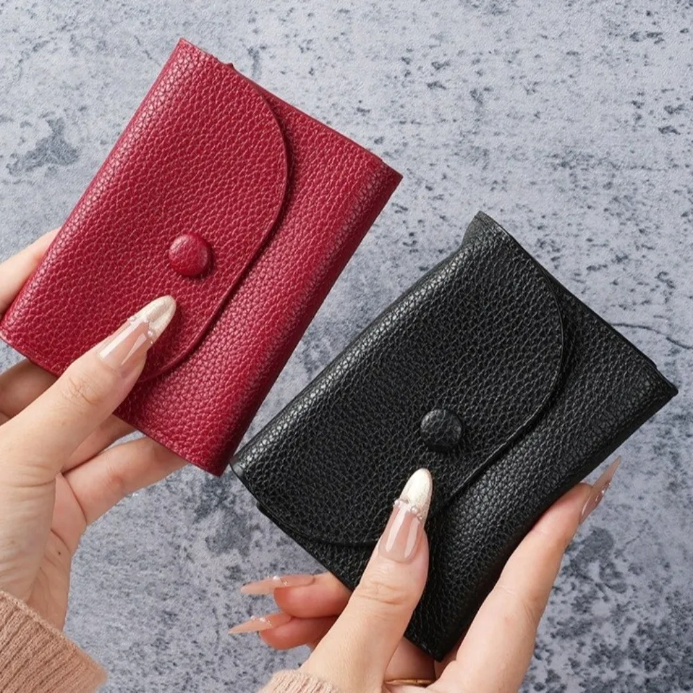 أزياء بو الجلود محفظة قصيرة سستة بلون حامل البطاقة البسيطة عملة المحفظة السيدات #4