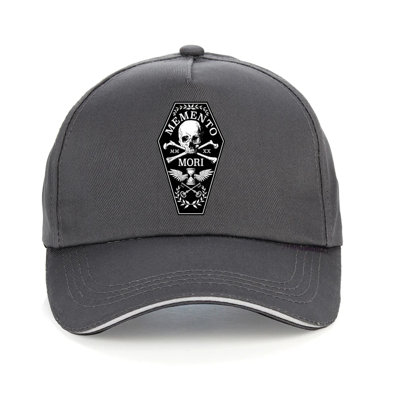 Memento Mori hat 100% Pure Cotton Memento Mori Remember Death Roman Numerals Skull And Bones Skull Coffin Cool Baseball cap