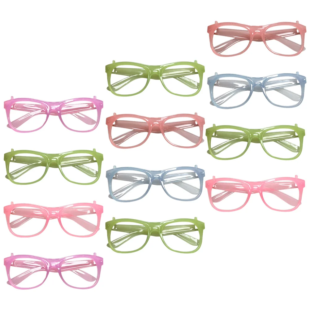 

12Pcs Glow in Dark Eyeglasses Frame Mixed Color Luminous Party Supplies Event Props Festival Eyewear Glowing Glasses Frame