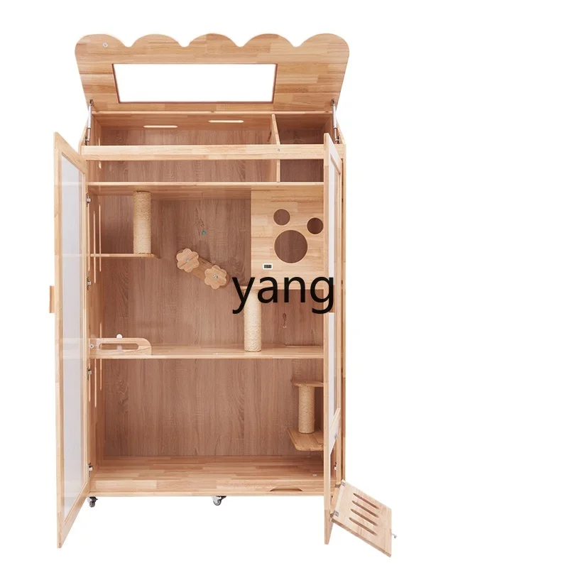 

Yjq Cat Villa Solid Wood Home Large Space Luxury = Cat House Cabinet Three Layers = House Cat Nest Indoor