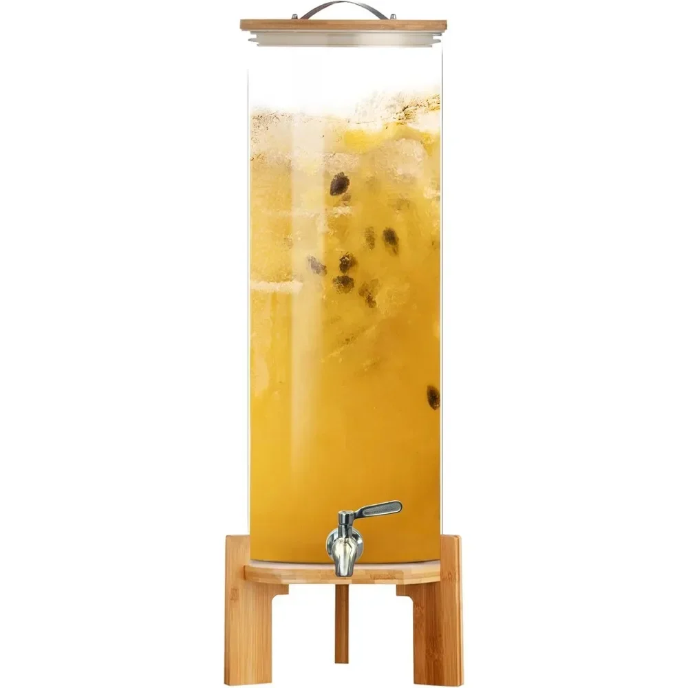 

beverage dispenser, 4gallon glass drink dispenser with stand, stainless steel spigot, ideal for parties, bars, restaurants (15l/
