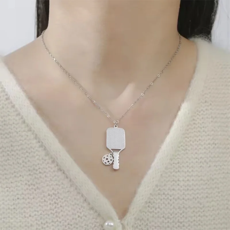 Dainty Pickleball Paddle,Necklace for Women Stainless Steel Pickleball Necklace Water and Tarnish Resistant Hypoallergenic,
