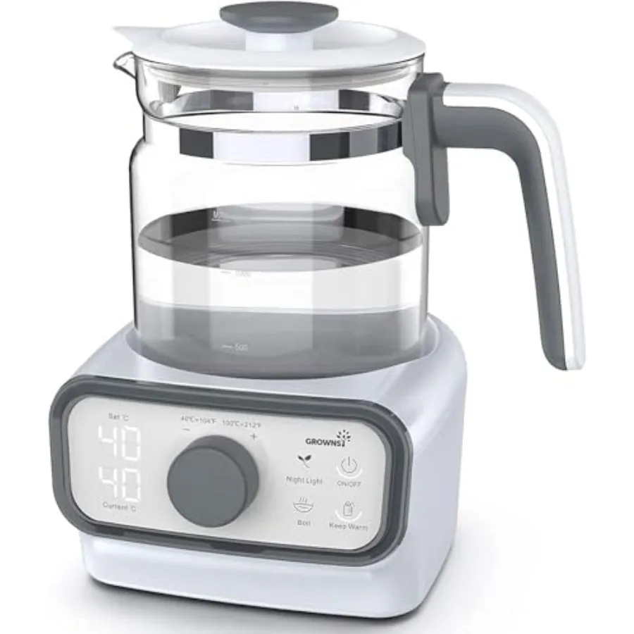 

Baby Instant Warmer Glass Water Boiler with Accurate Temperature Control for Formula Coffee and Tea 1.2 Liter Electric Kettle w