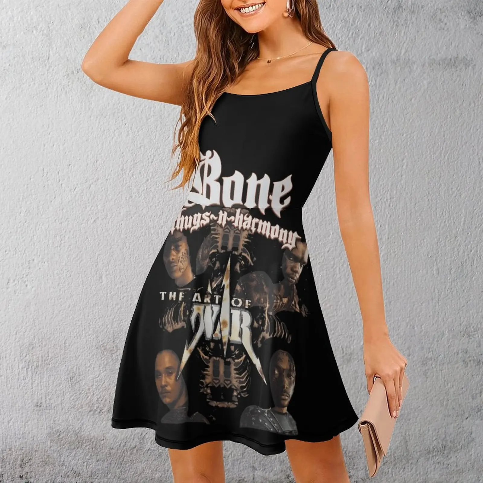 Exotic  Woman's Dress Strappy Dress Bone Thugs-n-Harmony Art War Women's Sling Dress Funny  Parties Geeky