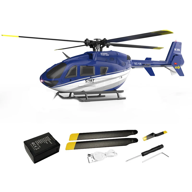 RC ERA C187 2.4G 4CH  Helicopter Single Blade EC-135 Scale 6-Axis Gyro Electric Flybarless RC Remote Control Helicopter RTF