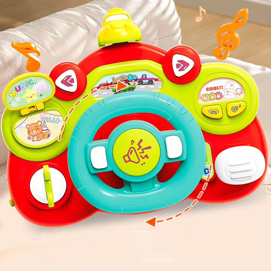 Kinder Simulation Cartoon Multifunktion lenkrad Spielzeug niedlichen Spaß Simulation Auto fahren Musik Puzzle Baby niedlichen Geschenk