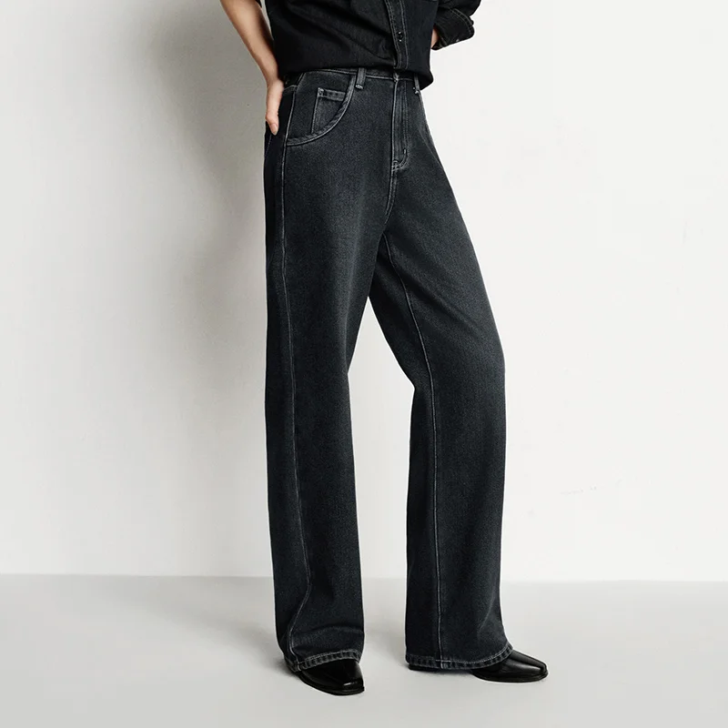 Semir Jeans Women Fleece Wide Leg Comfortable Retro Style Winter 2025 Long Leg Floor Trendy Pants for Woman Woman Clothing