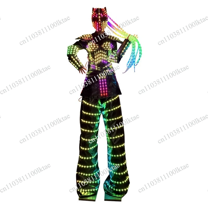 LED Symphony Light Creative Luminous Stilt Clothing Women's  Robot Parade Performance Clothing Bar