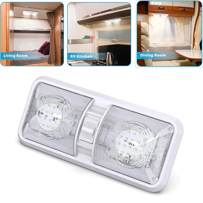 1PC 8W 4500K LED Reading Light, 12V Interior Ceiling Lamp with On/Off Switch, Universal Lighting for RV Camper Caravan Boat Car