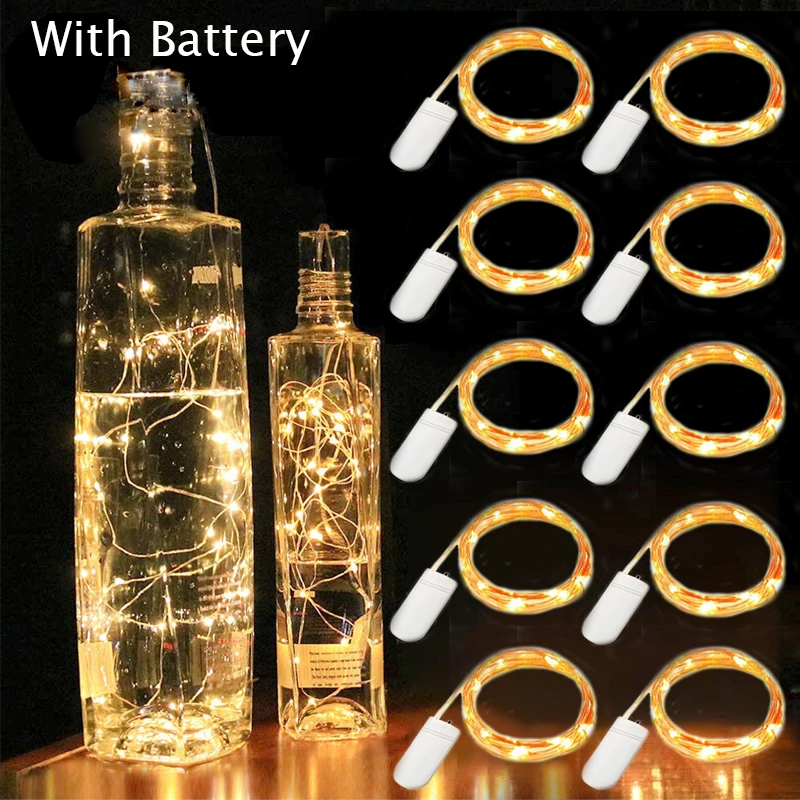 10 PCS Battery poweredCell bottle light 5m LED light bar light birthday party wine bottle stopper light bar (With battery)