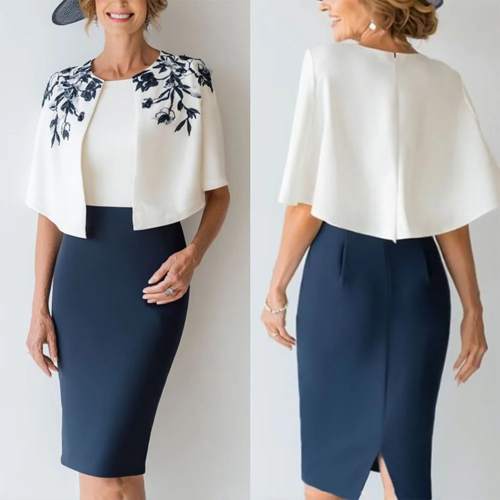 

High Quality Customized O-neck Knee Length Zipper Half Sleeves Flowers Grace 드레스 연주복 Vestidos Elegantes Para Bodas Invitadas