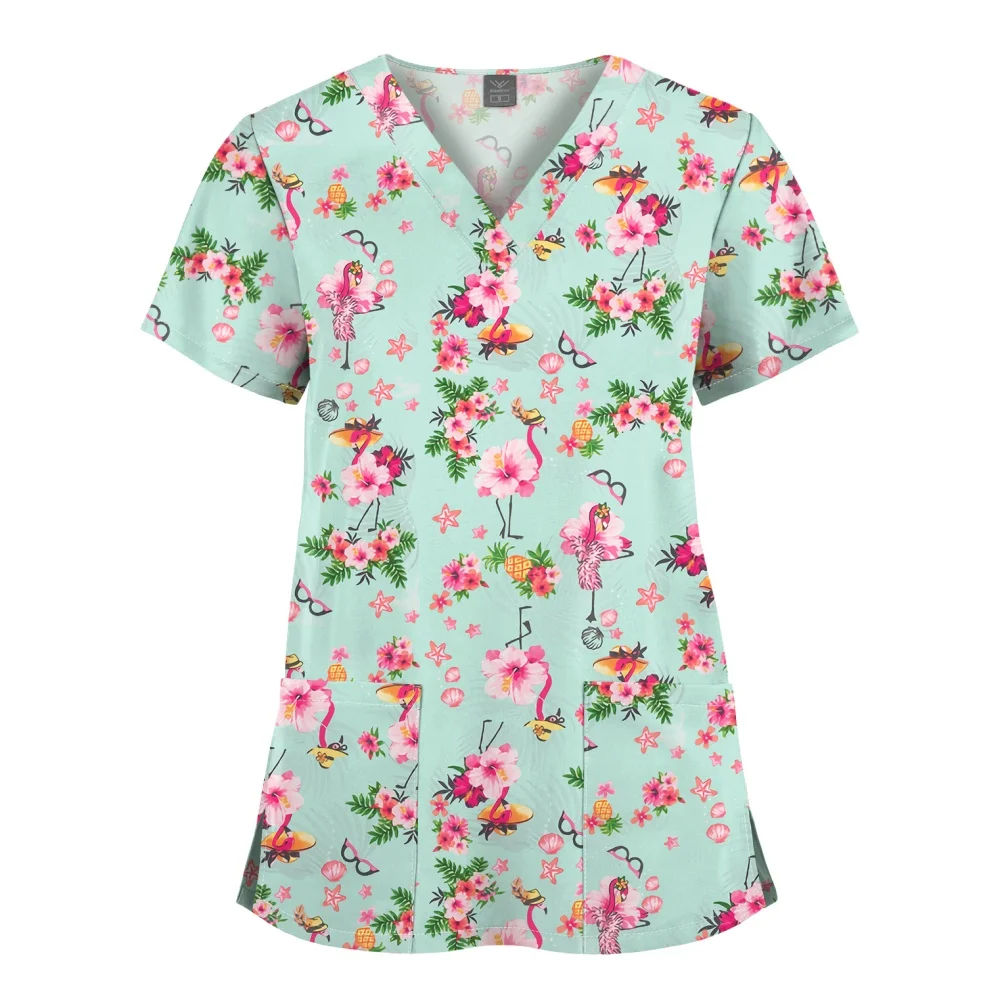 Shirts for Women Dental Clinic Veterinary Uniform Beauty Salon Pet Store Workwear Short Sleeved T-shirt Female Tops Wholesale