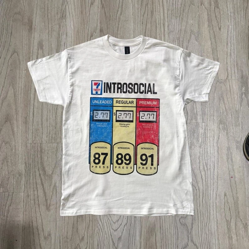 Premium graphic teeGas Pump Graphic Tee, Introsocial Retro Fuel Price Shirt, IntroSocial Gas Pump Graphic T-Shirt Vintage