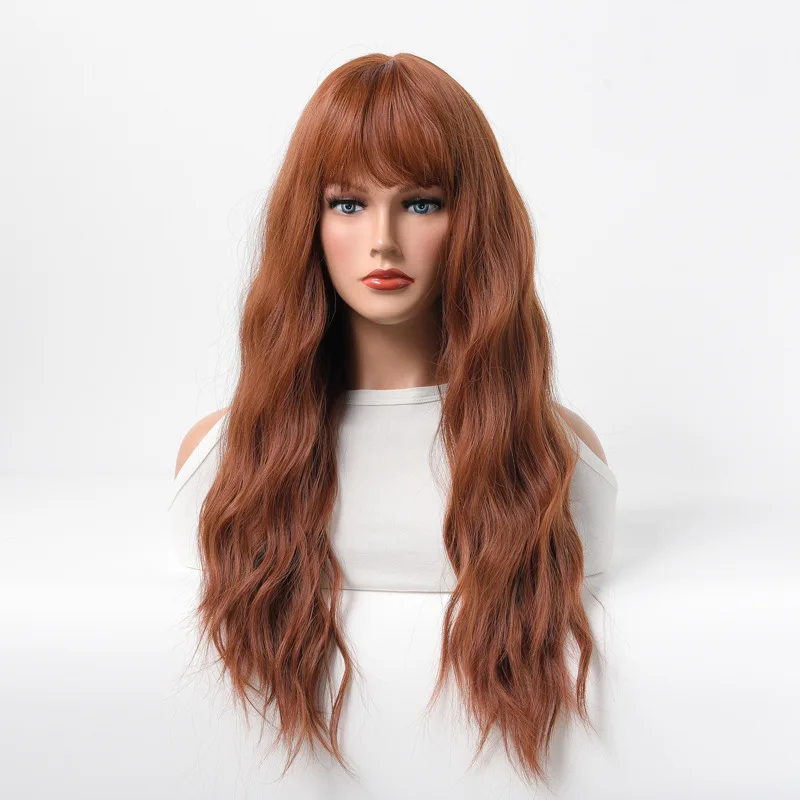

European and American wigs are popular, long curly hair mechanism, chemical fiber headgear, big wave corn perm blond hair cover.