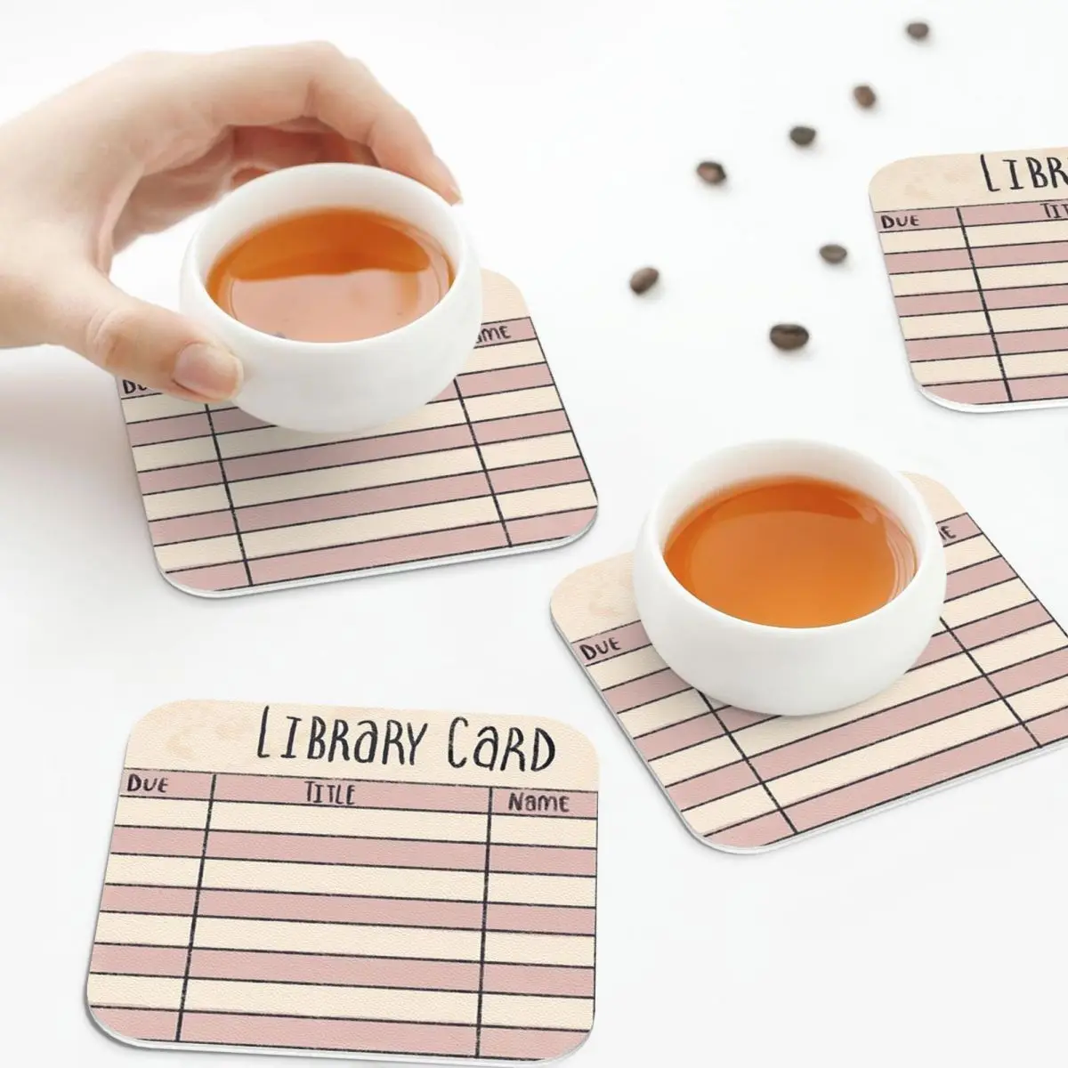

Подставки для библиотечных карточек, кожаные салфетки, нескользящие изоляционные кофейные коврики для дома, кухни, обеденные подушечки, набор из 4 шт.