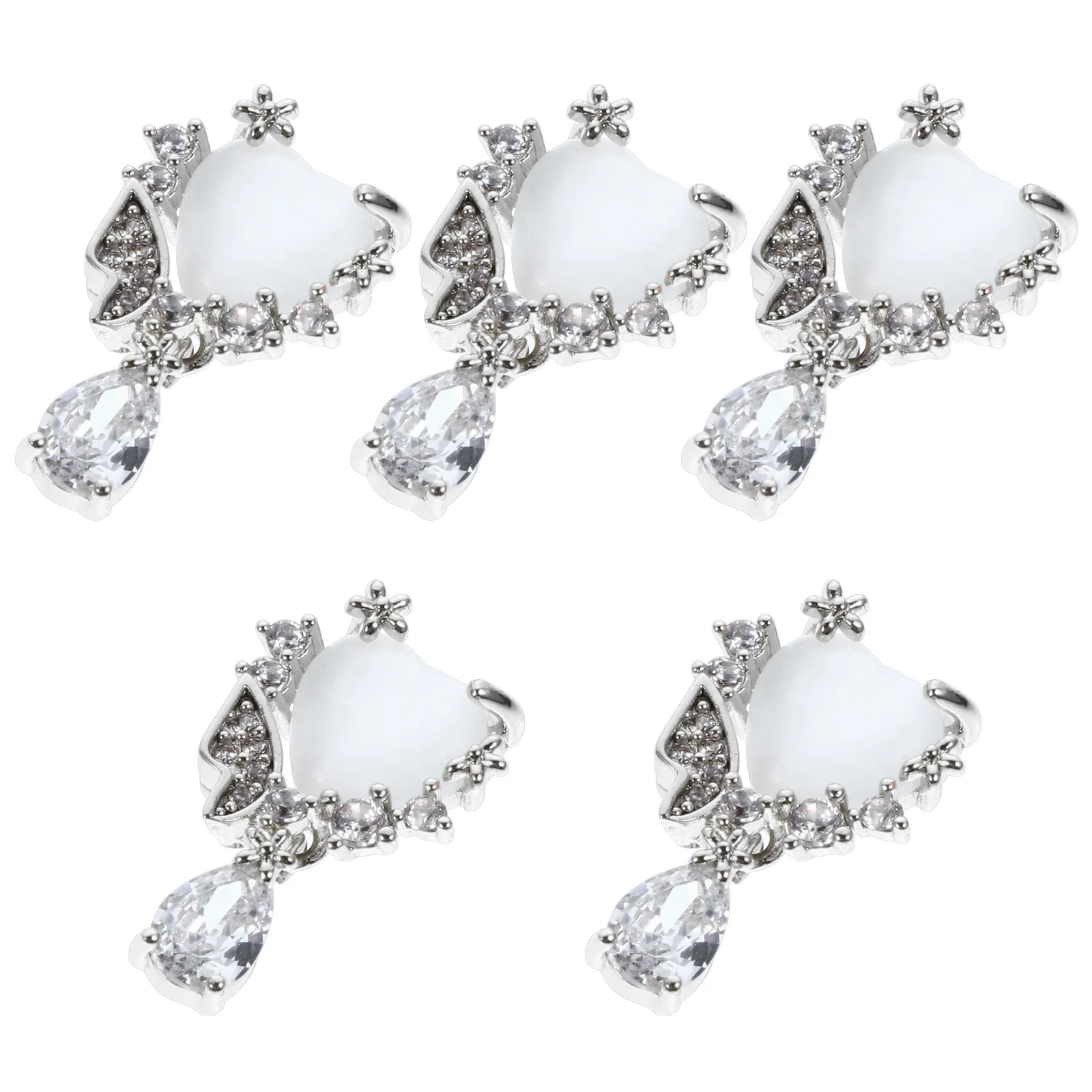 

5pcs Heart Zircon Nail Charms Cat Eye Butterfly Decorations Japanese Style Manicure Supplies Accessories