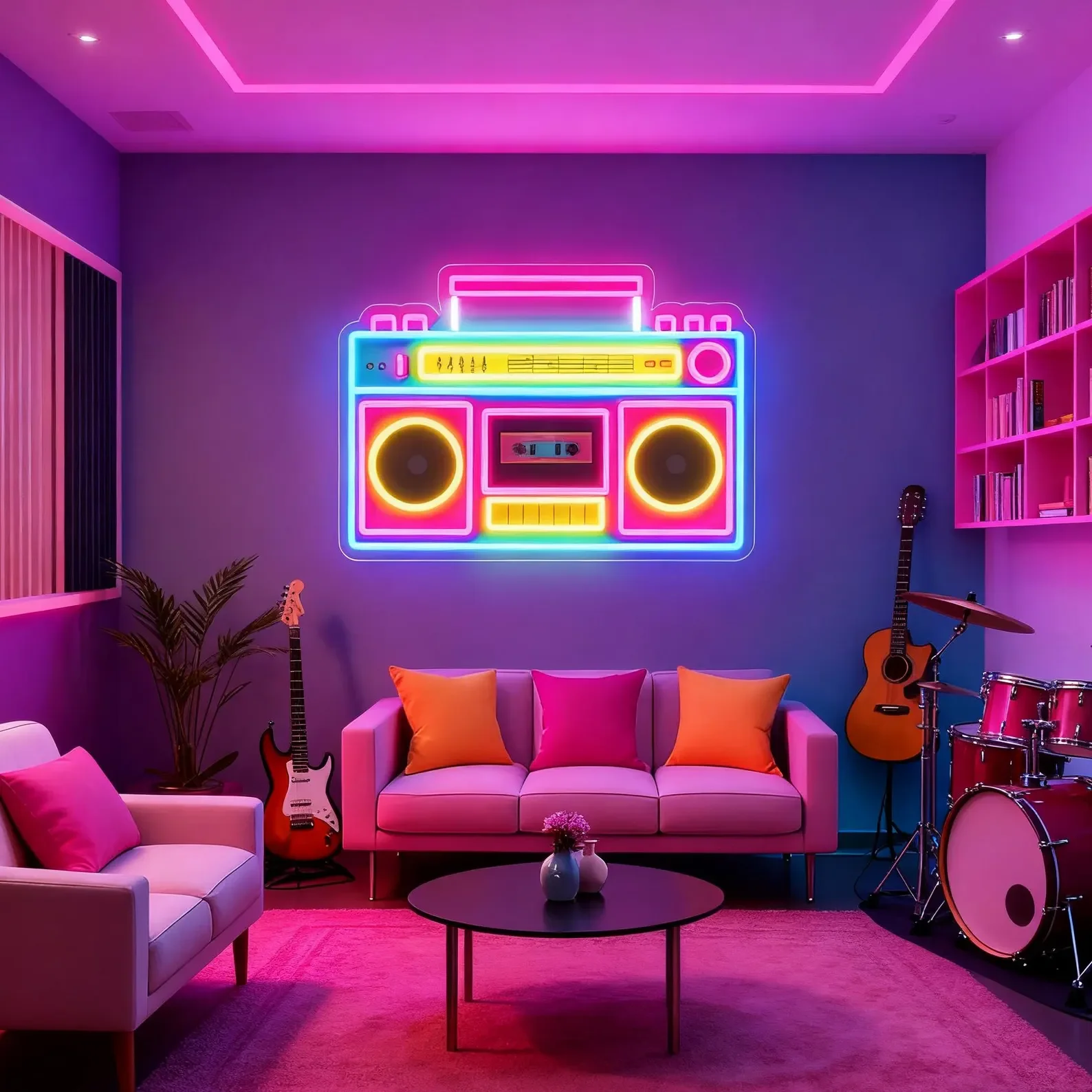 Retro Radio Neon Si… - image