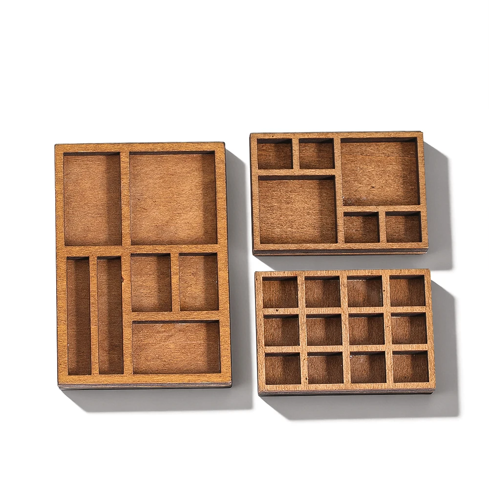 

Brown Miniature Jewelry Shelf Unique Variety Grids Compartments Necklace Earrings Ring Holder Goods Display Home Decor