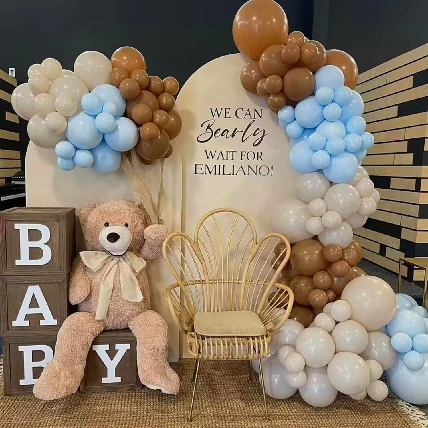 102-teiliges Blau-Braun-Sand-Weiß-Latex-Ballon-Set, geeignet für Geburtstagsfeiern, Hochzeiten, Valentinstag-Party-Dekoration