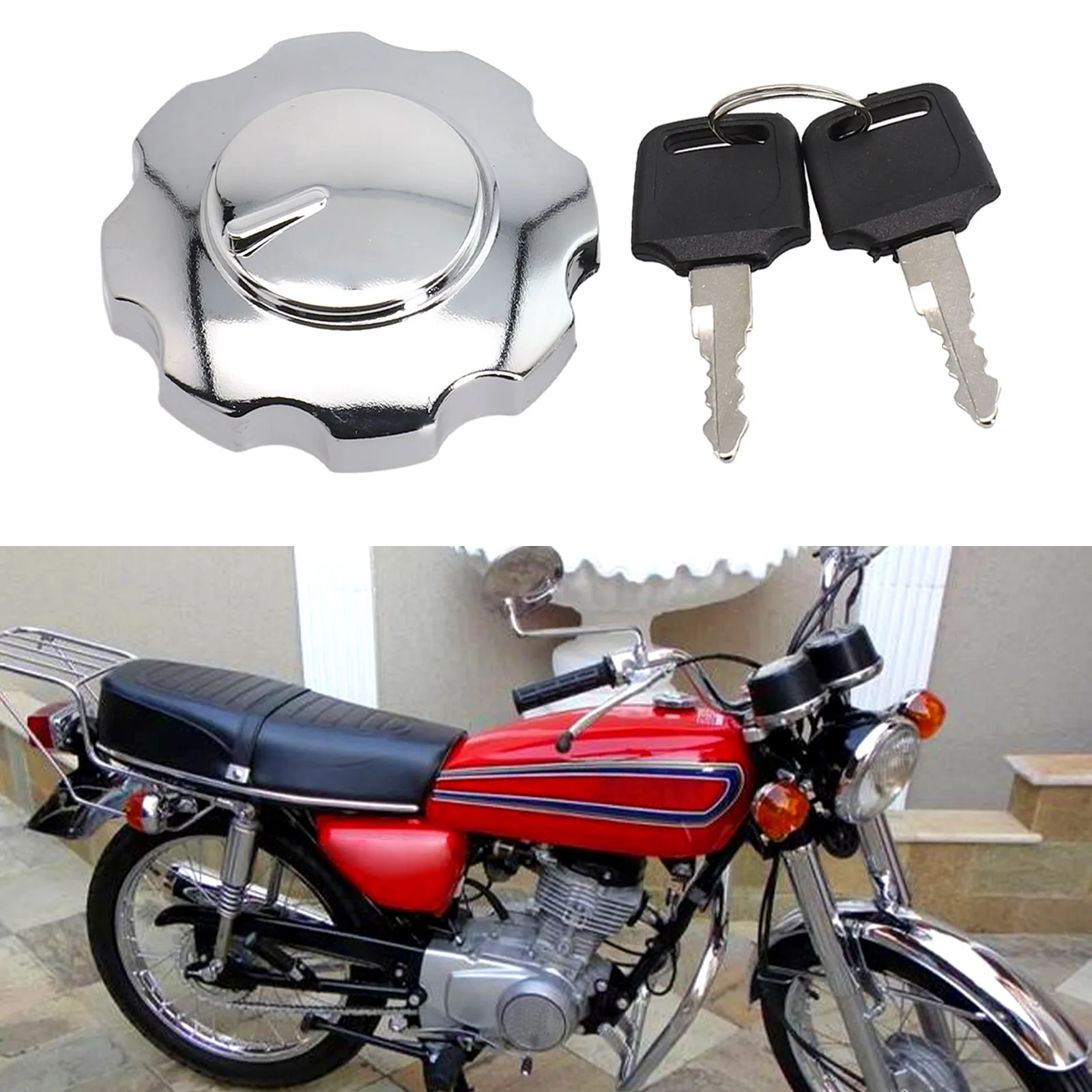 

-Universal Aluminum Alloy Motorcycle Locking Fuel Cap ATV Fuel Tank Cap Cover Oil-Tank Covers Car Parts Automotive Accessories