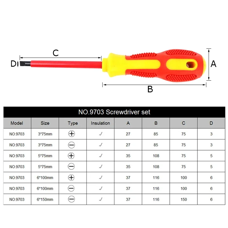 For Electrician Hand Tools 7pcs Insulated Screwdriver Set Magnetic Screwdriver Phillips Slotted Bits Withstand Voltage 1000V