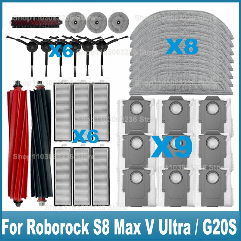 Do odkurzacza robota Roborock S8 Max V Ultra G20s Akcesoria do mopa Worki do odkurzacza bocznego Filtr szczotki Części wymienne