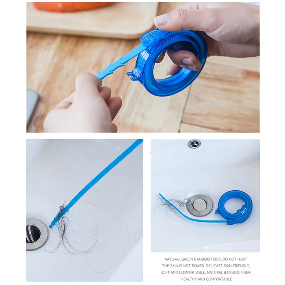 Durable Blue Drain Hair Remover ABS Thickness 1.5cm Drain Snake Auger Drain Opener Device for Sink Drains
