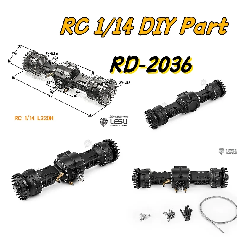 RC 1/14 Loader Drive Axle With Differential And Differential Lock Wheel Reduction Axle for Tamiya Hydraulic Truck DIY Parts