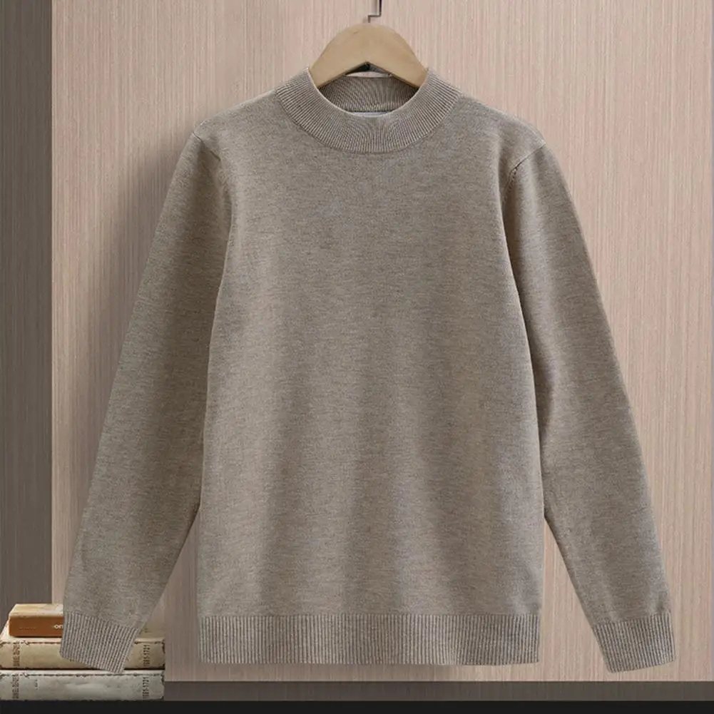 Trendy Spring Sweater  Soft Friendly to Skin Men Sweater  Pure Color Simple Men Base Tops