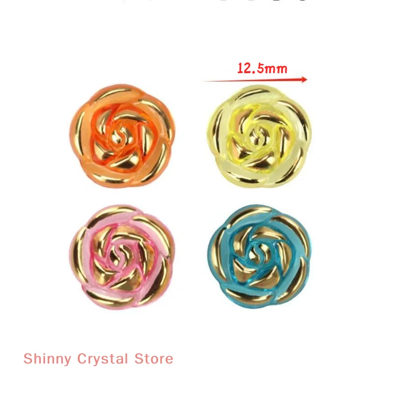 Units Rose Flower Buttons Acrylic for Sweaters, Shirts and DIY Crafts