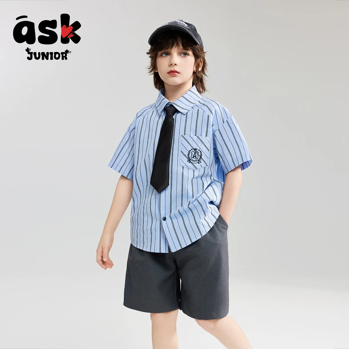 طقم قميص + شورت مطبوع عليه شريطية صيفية من جونيور بويز #4