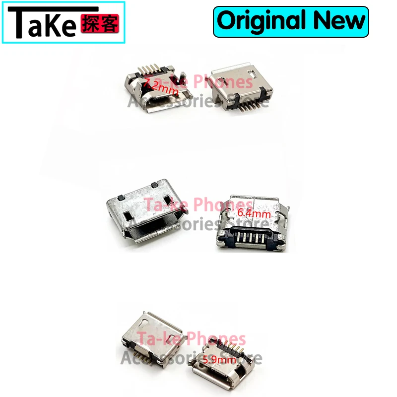 100-500Pcs Micro USB Mini Connector 5pin 5.9mm 6.4mm 7.2mm Short Needle 5P DIP2 Data Port Charging Port for Mobile End Plug