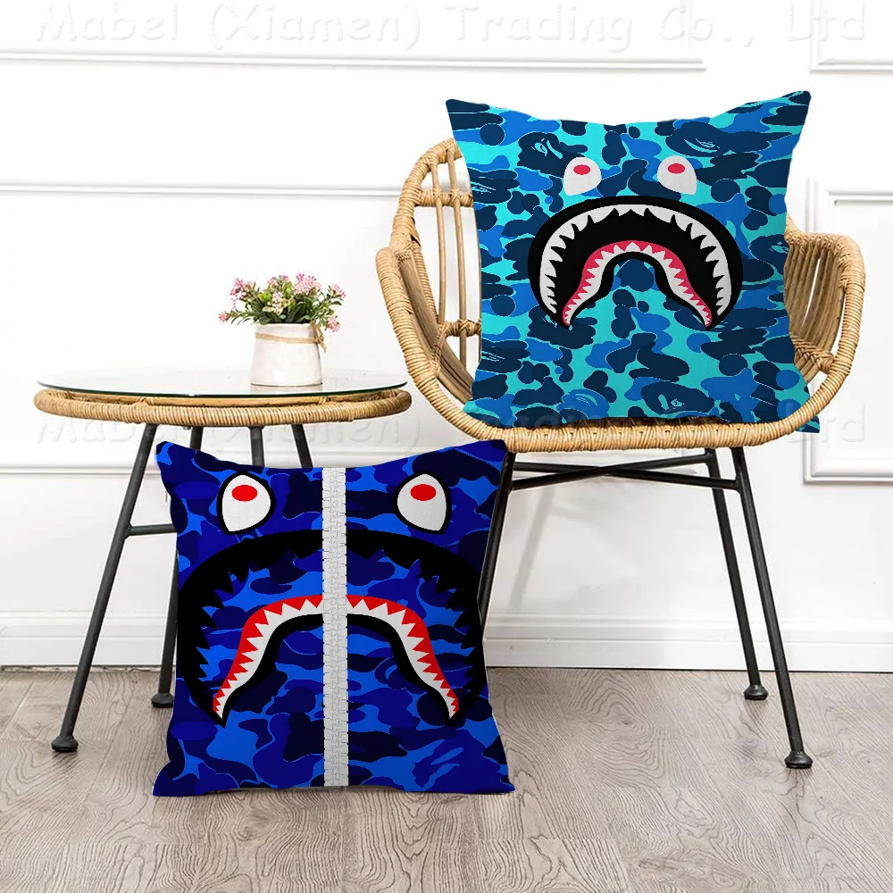 Shark Head Ritch A-Bath-B-BAPE Pillow Anime Pillow Sofa Bed Head Pillow Cover Cushion Cover 45x45 Cm Fashion