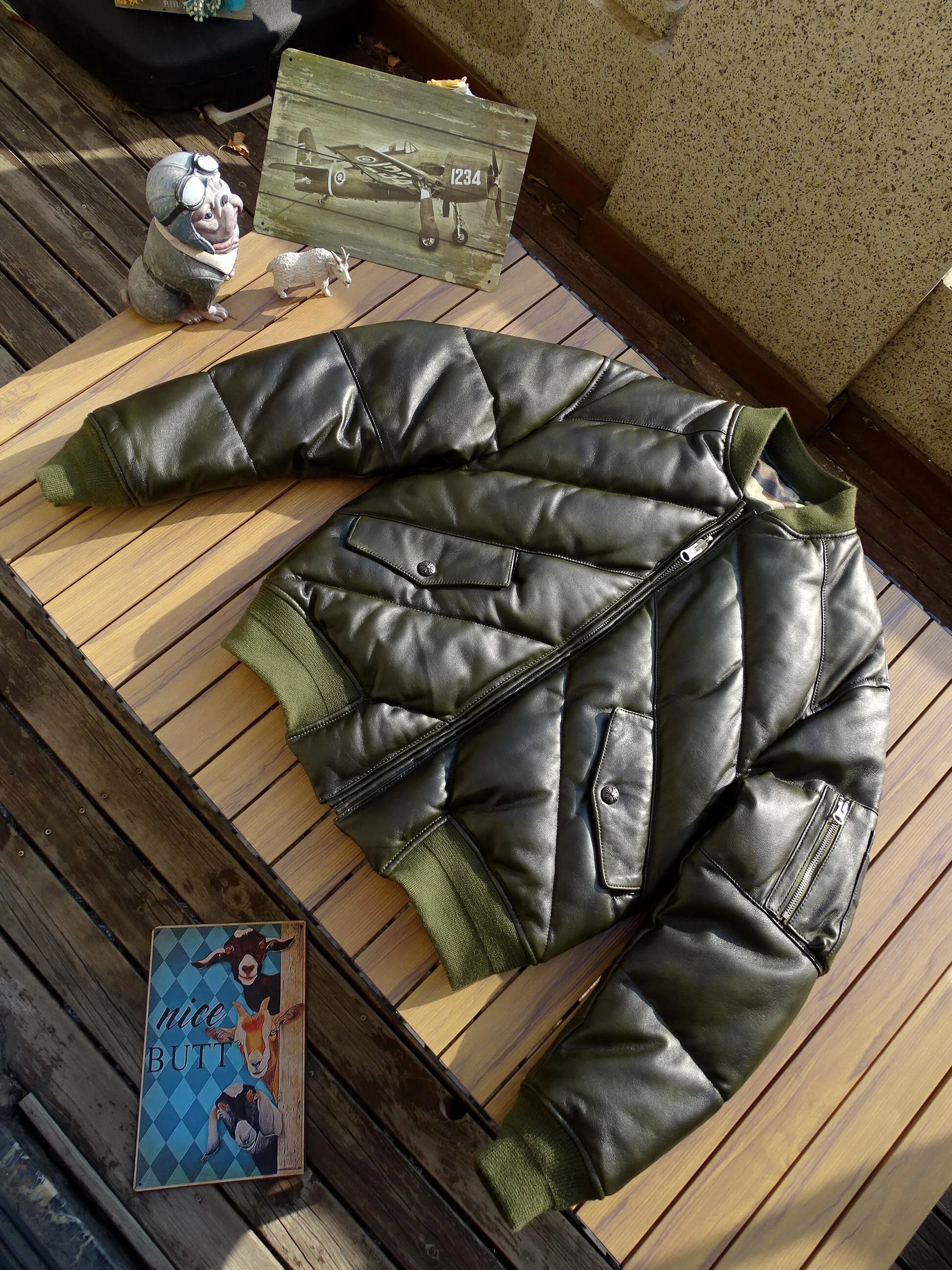 

Мужская куртка Hanrted Ma из натуральной кожи, двусторонняя, из овчины, теплая, на молнии, демисезонная