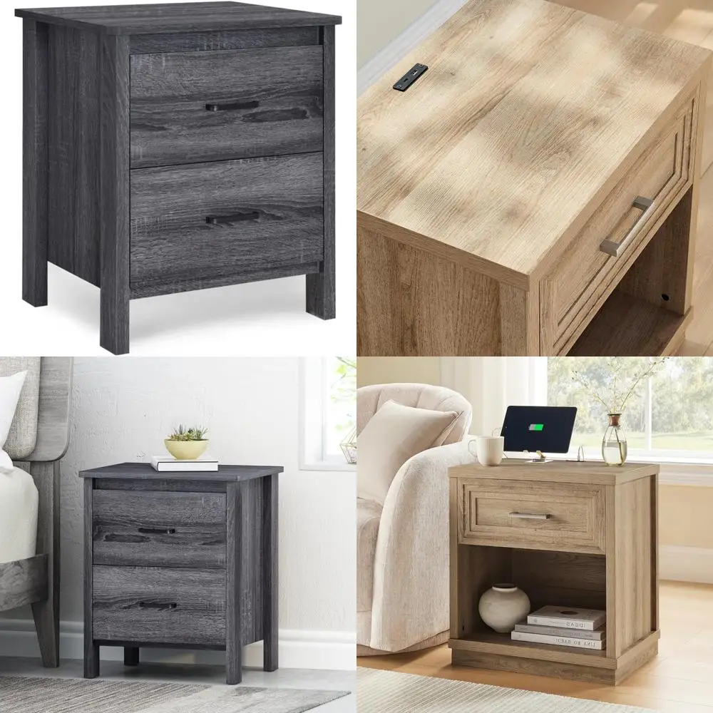 

Grey Oak Finish Nightstand with Sonoma Style for Modern Bedroom Furniture