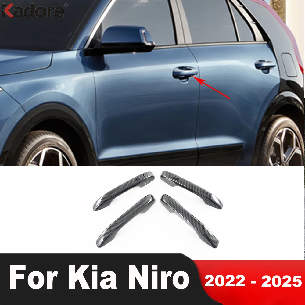 

For Kia Niro 2022 2023 2024 2025 Carbon Fiber Car Door Handle Cover Trim Side Door Handle Catch Protector Overlay Accessories