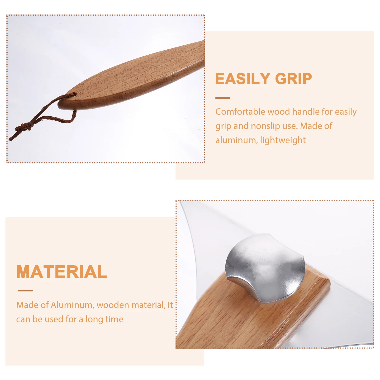 

1pc Wooden Handle Aluminum Pizza Large Lifter Baking Tool Household Party Spatula Turner Cake Server Pie Server Reusable Metal