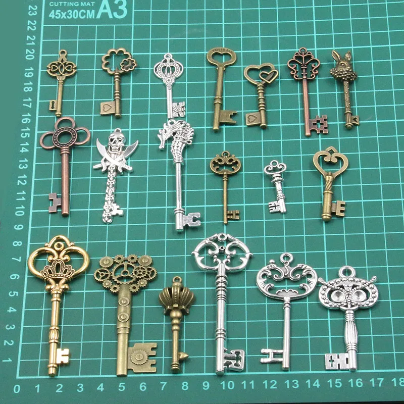 ジュエリー作り用の混合キーチャーム,10色,ブレスレット,ネックレス,クラフト,金属ペンダント,DIY用品,卸売り,100g, 50g, 30g