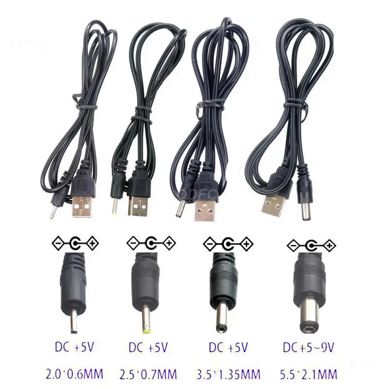 Usb To Dc Port Cable Usb 2.0 Type A Male To Dc 2.0/2.5/3.5/5.5mm Jack Power Adapter 5 Volt Dc Barrel Charging Cable For Speakers