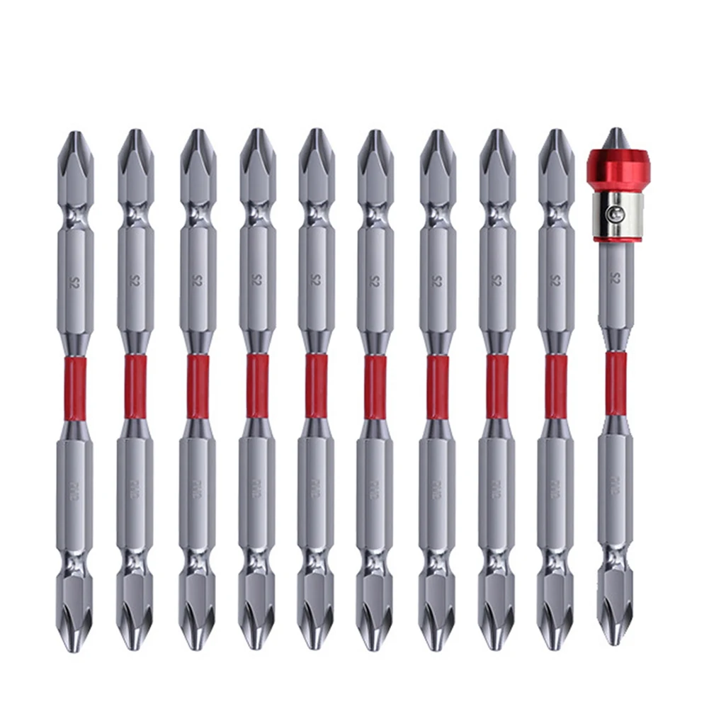 For PH2 Screws 1/4 Inch Shank Bit Double Cross Head Bit Alloy Steel Material Anti-slip Feature Efficient Operation