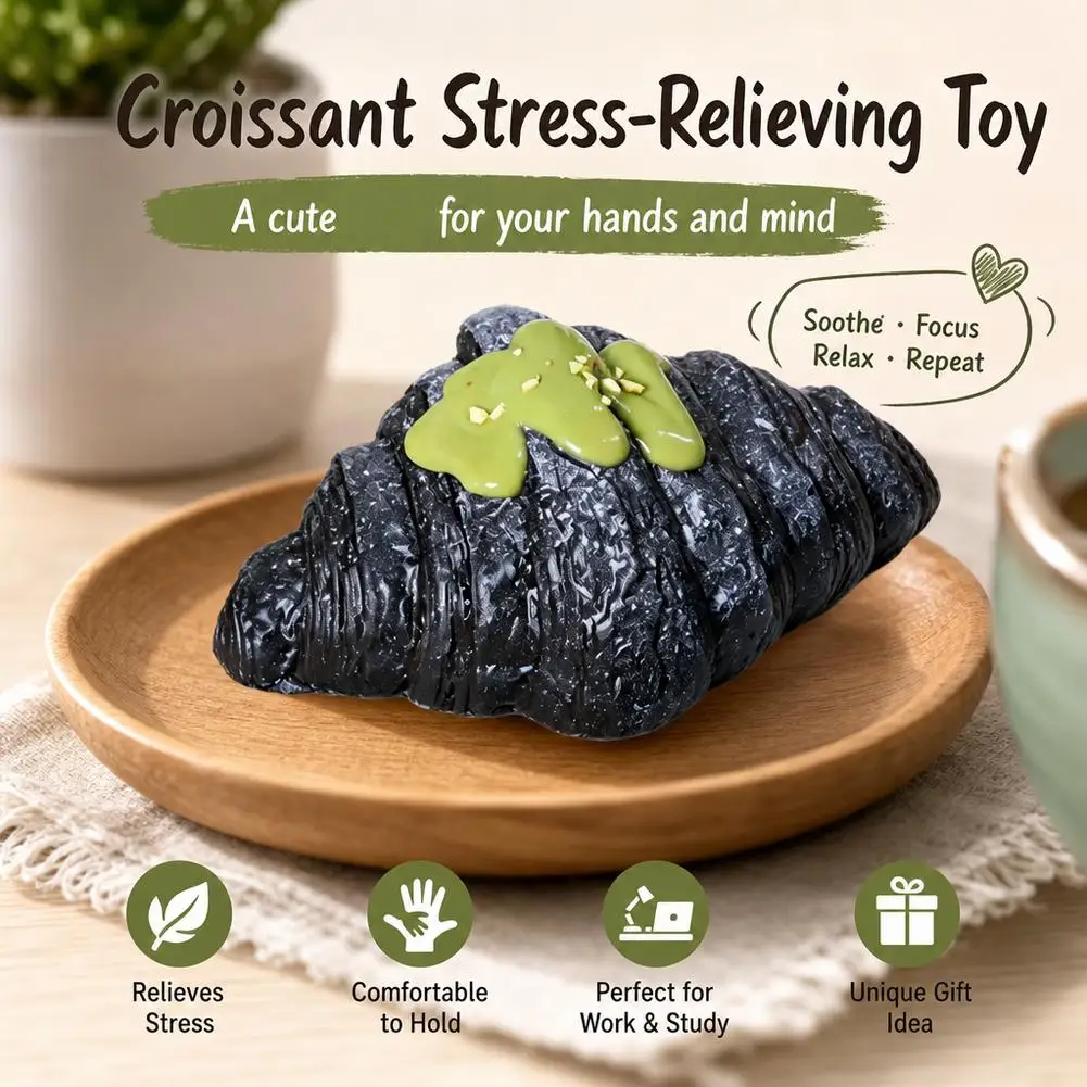 PU Artificial Croissant Bread Model 17cm Realistic Pastry Replica for Food Photography Bakery Display Window Home Staging Prop