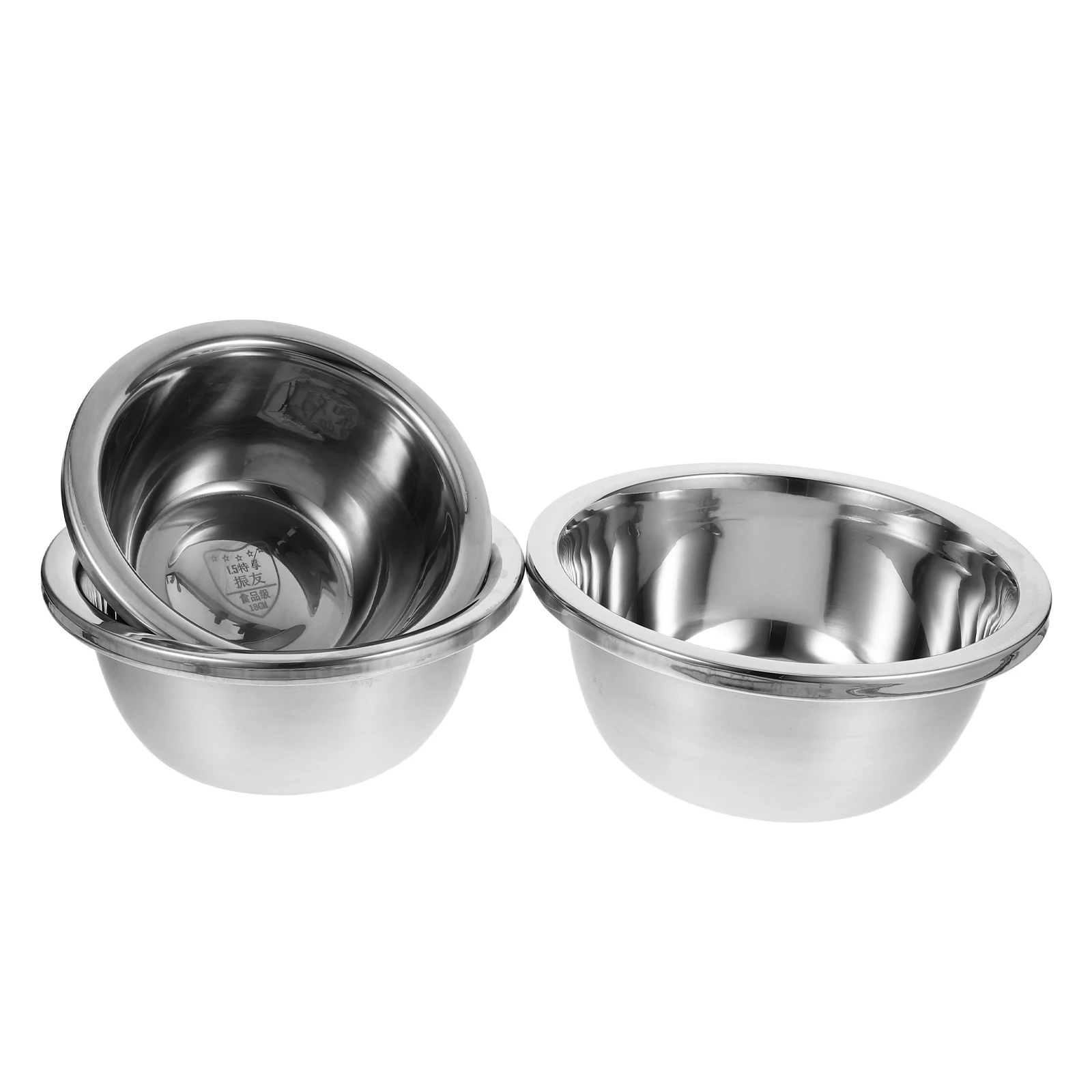 

3 Pcs Stainless Steel Mixing Bowl Fruit Cleaning Commercial Silver 201 Food Storage Basin