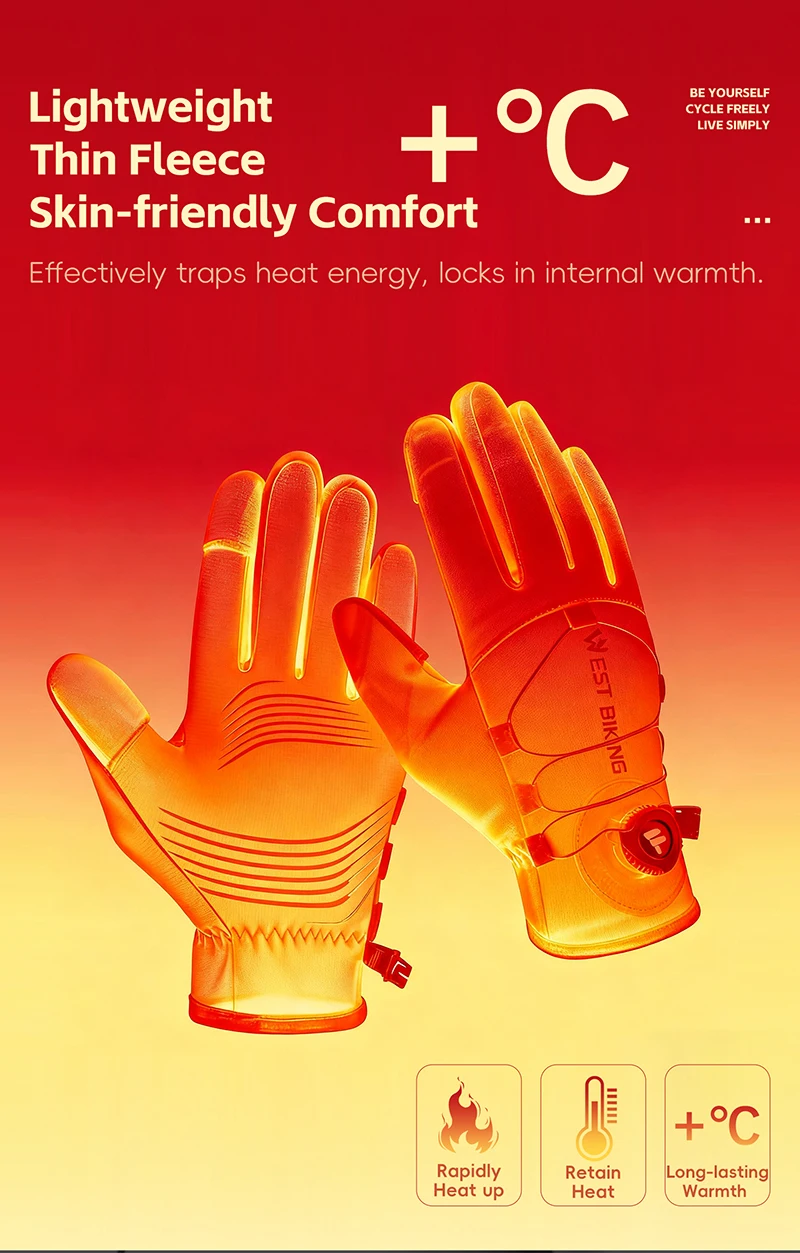 WEST BIKING Winter-Wärmehandschuhe für Herren, winddicht, mit Fleece, selbstverriegelndem Knopf, Touchscreen-fähig, rutschfest, für Mountainbike, Rennrad und Motorrad. – Detail 6